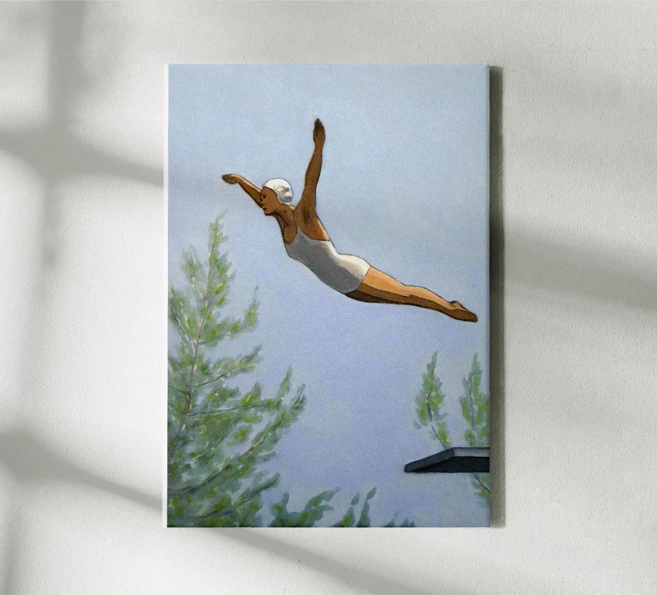 Diver with trees - Sarah Morrissette canvas with Floater frame by Rachelwhell