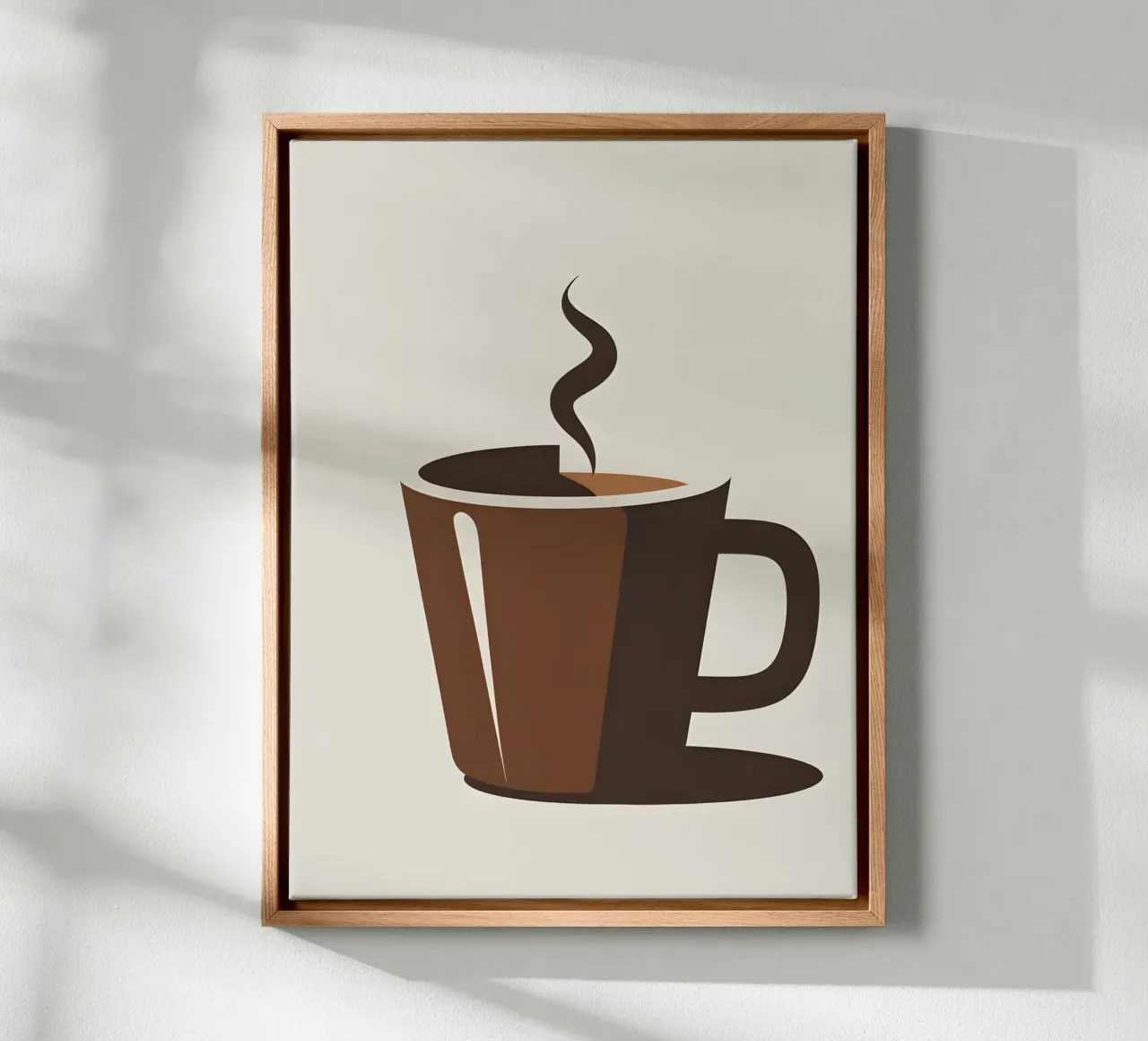 Silhouette einer Kaffeetasse Leinwand mit Schattenfugenrahmen von LIFESTYLE OBJECTS