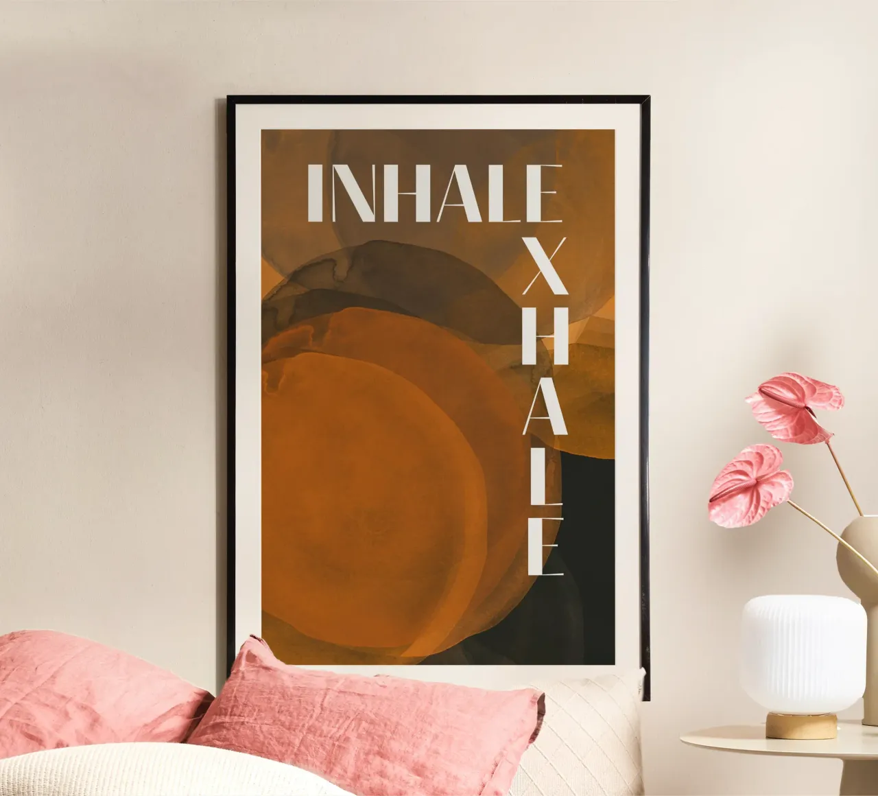 Abstract Paint Circle Brushes - Inhale Exhale poster con telaio in alluminio da pierosvisuals