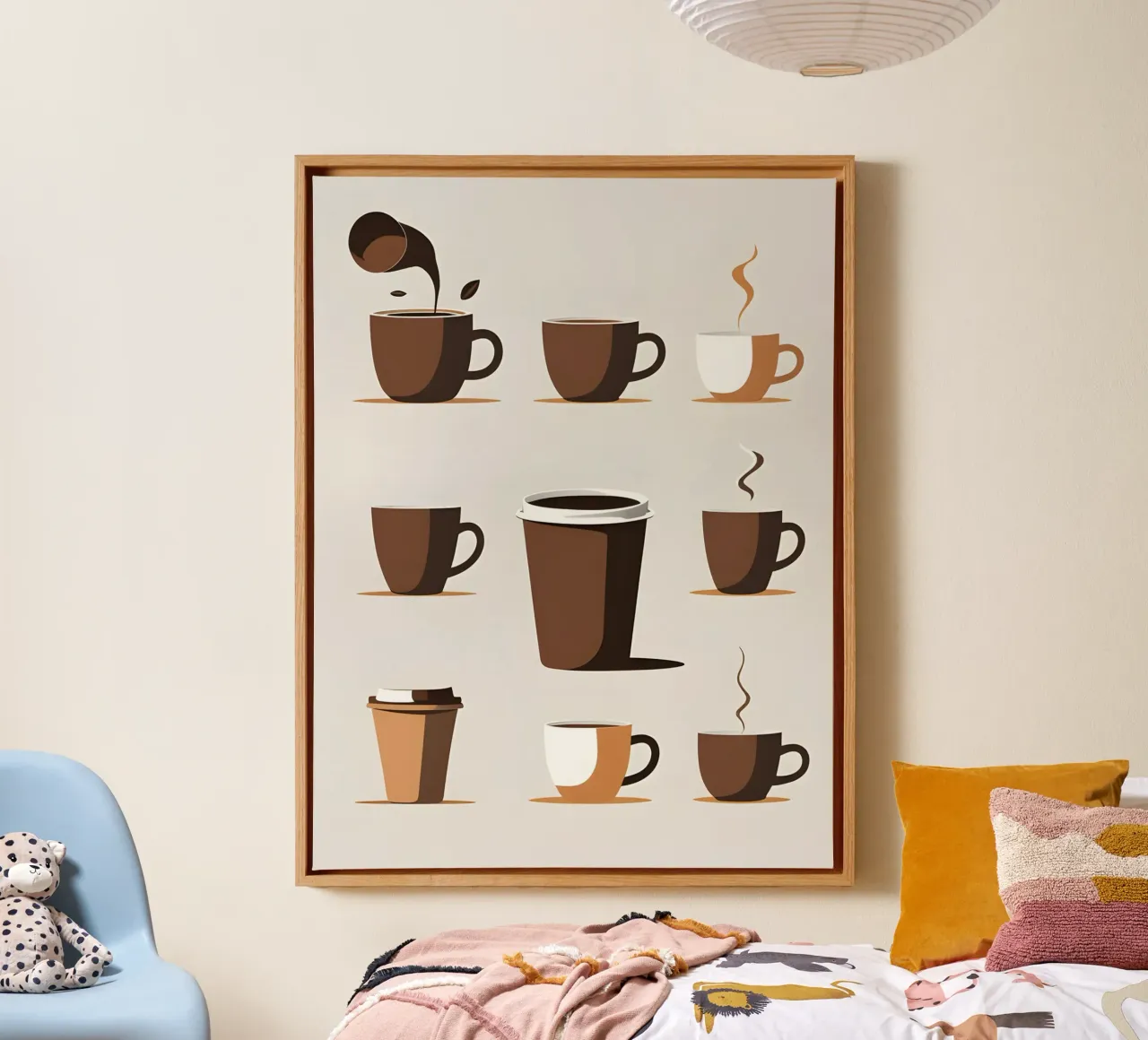 Silhouet koffiekopje canvas met Baklijst van LIFESTYLE OBJECTS