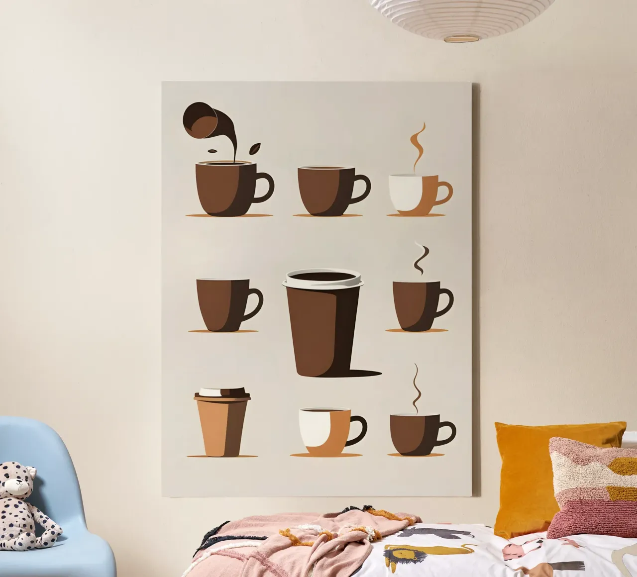 Silhouet koffiekopje canvas met Baklijst van LIFESTYLE OBJECTS