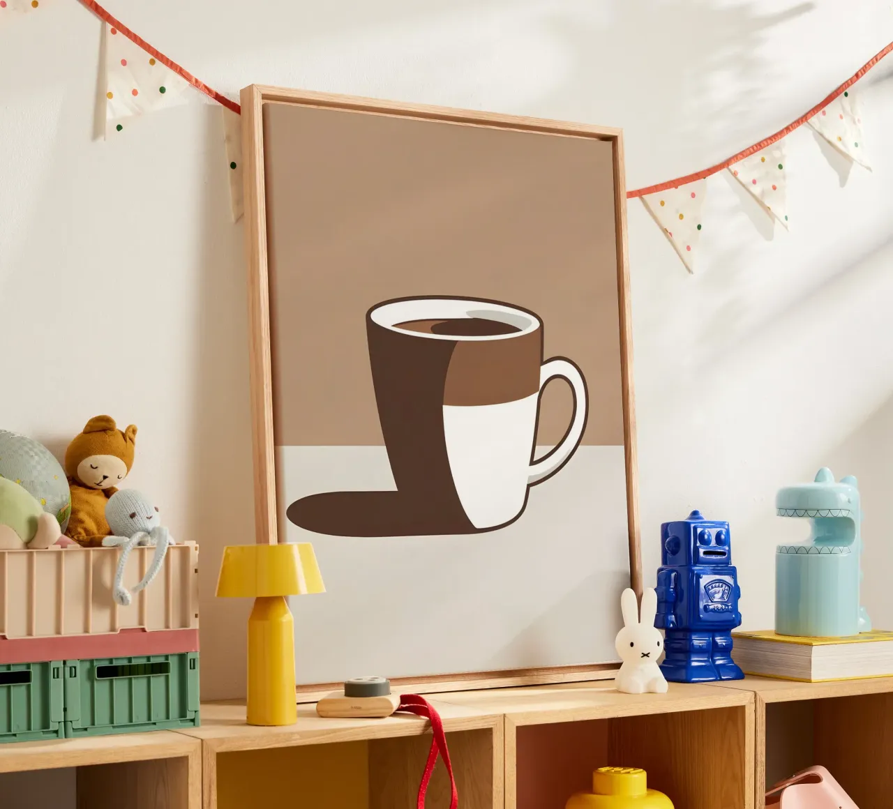 Silhouet koffiekopje canvas met Baklijst van LIFESTYLE OBJECTS