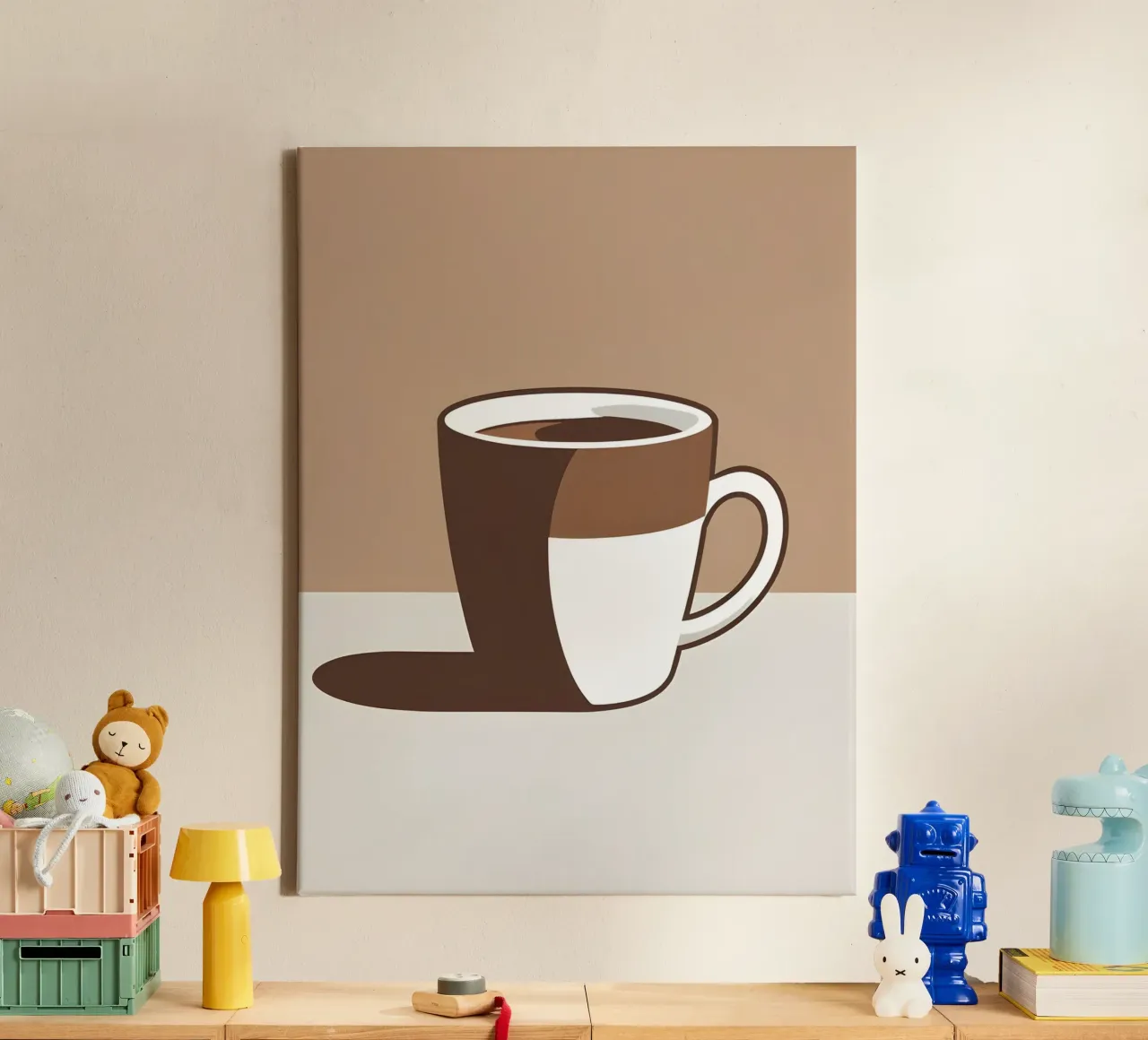 Silhouet koffiekopje canvas met Baklijst van LIFESTYLE OBJECTS