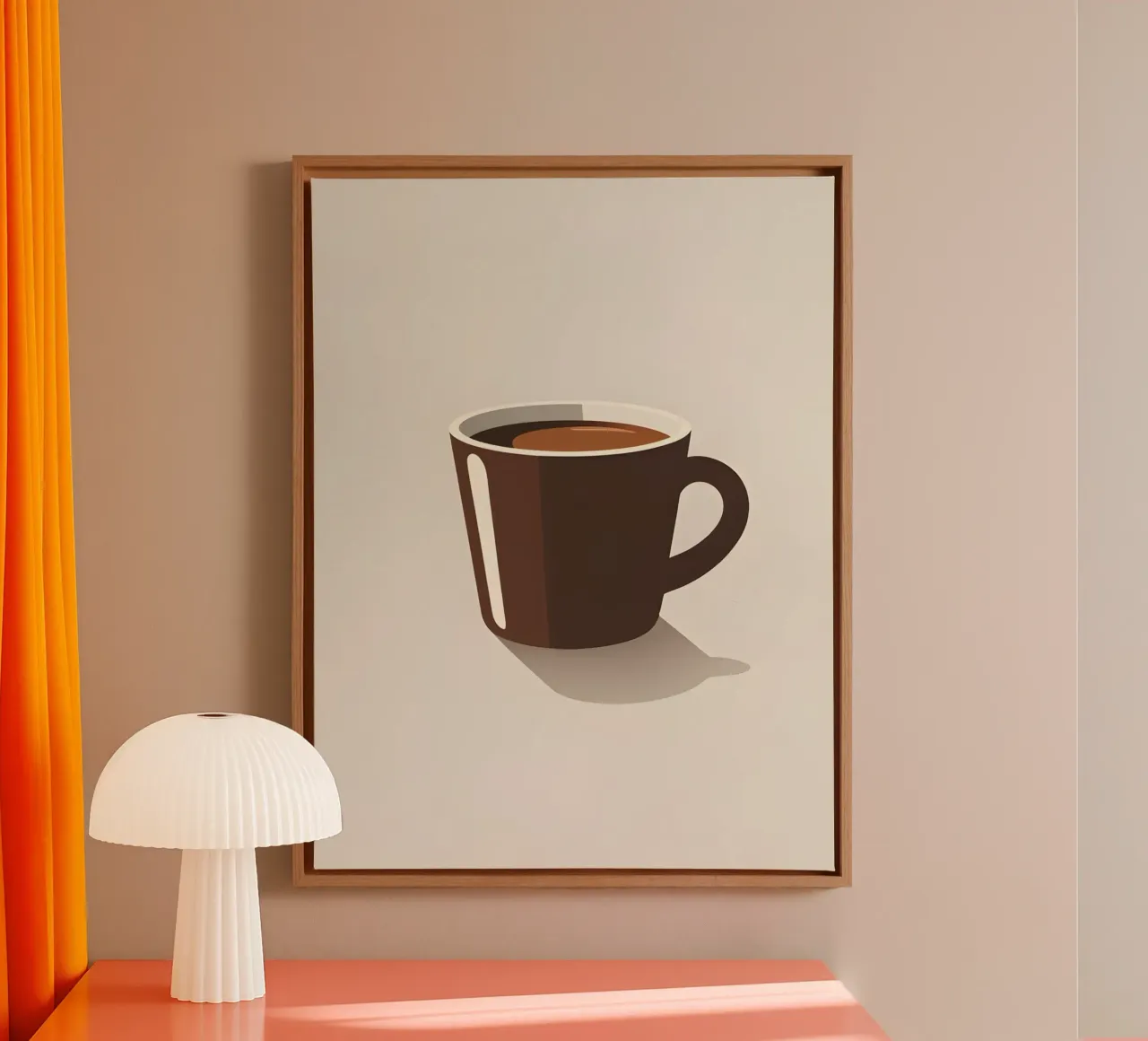 Silhouette einer Kaffeetasse Leinwand mit Schattenfugenrahmen von LIFESTYLE OBJECTS