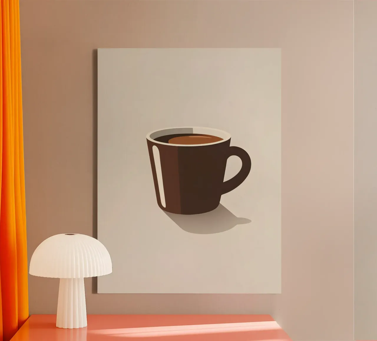 Silhouette einer Kaffeetasse Leinwand mit Schattenfugenrahmen von LIFESTYLE OBJECTS