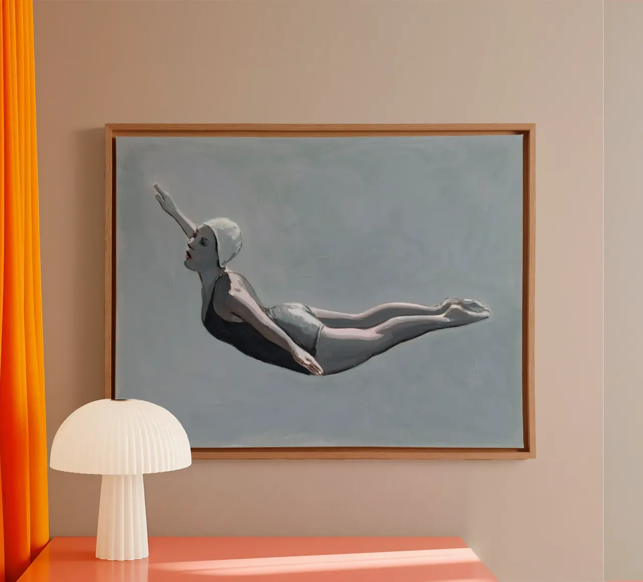 Sommozzatore grigio - Sarah Morrissette tela con Cornice a cassetta da Rachelwhell