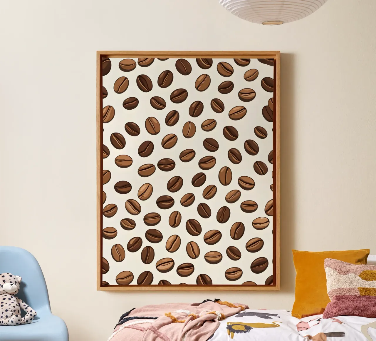 Coffee beans pattern canvas with Floater frame by LIFESTYLE OBJECTS