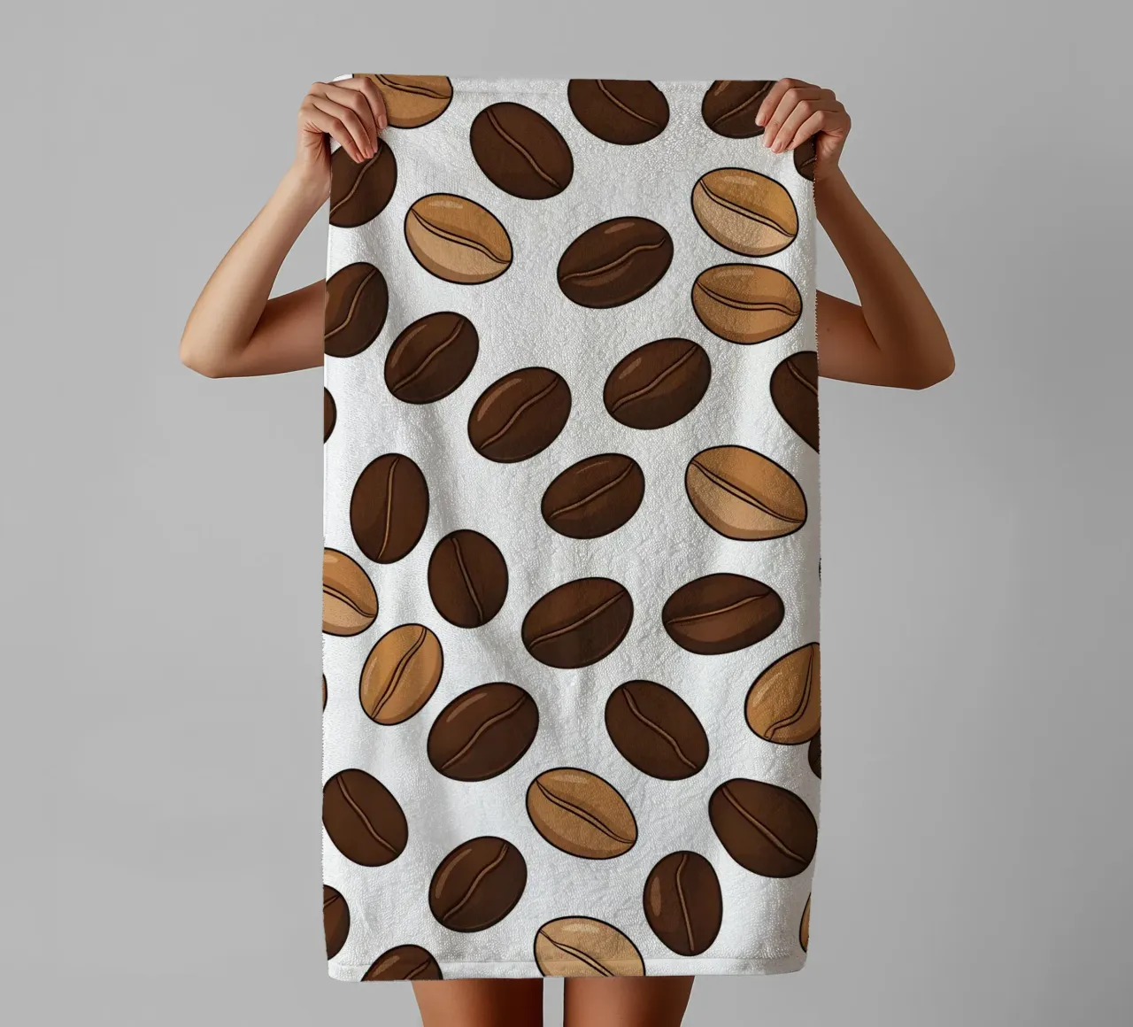 Coffee beans pattern towel by LIFESTYLE OBJECTS