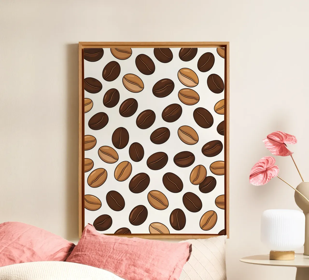 Coffee beans pattern canvas with Floater frame by LIFESTYLE OBJECTS