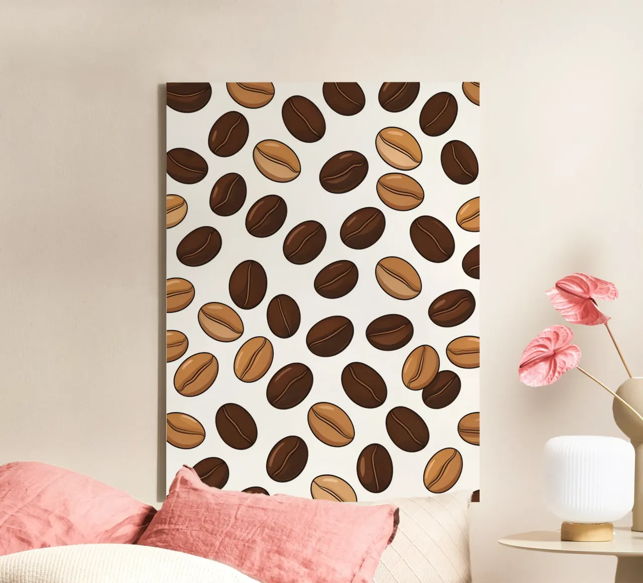 Coffee beans pattern canvas with Floater frame by LIFESTYLE OBJECTS