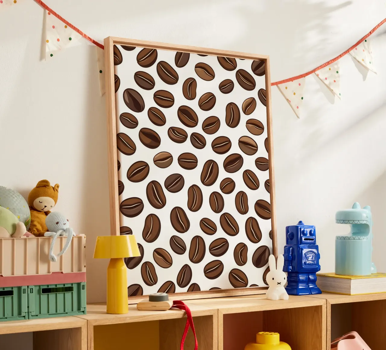 Coffee beans pattern canvas with Floater frame by LIFESTYLE OBJECTS