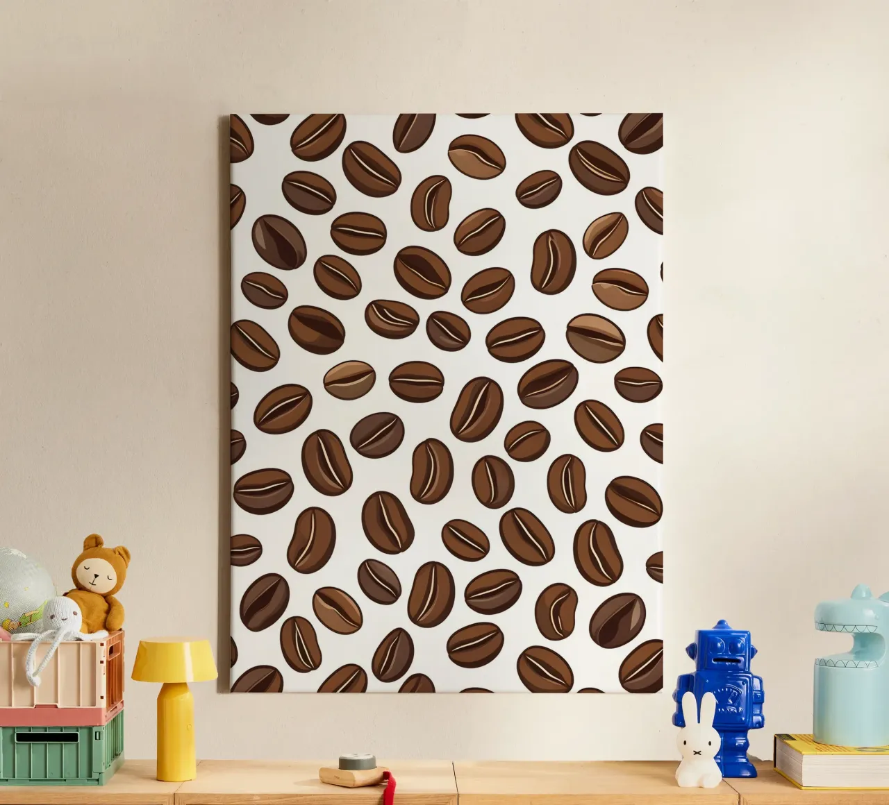 Coffee beans pattern canvas with Floater frame by LIFESTYLE OBJECTS