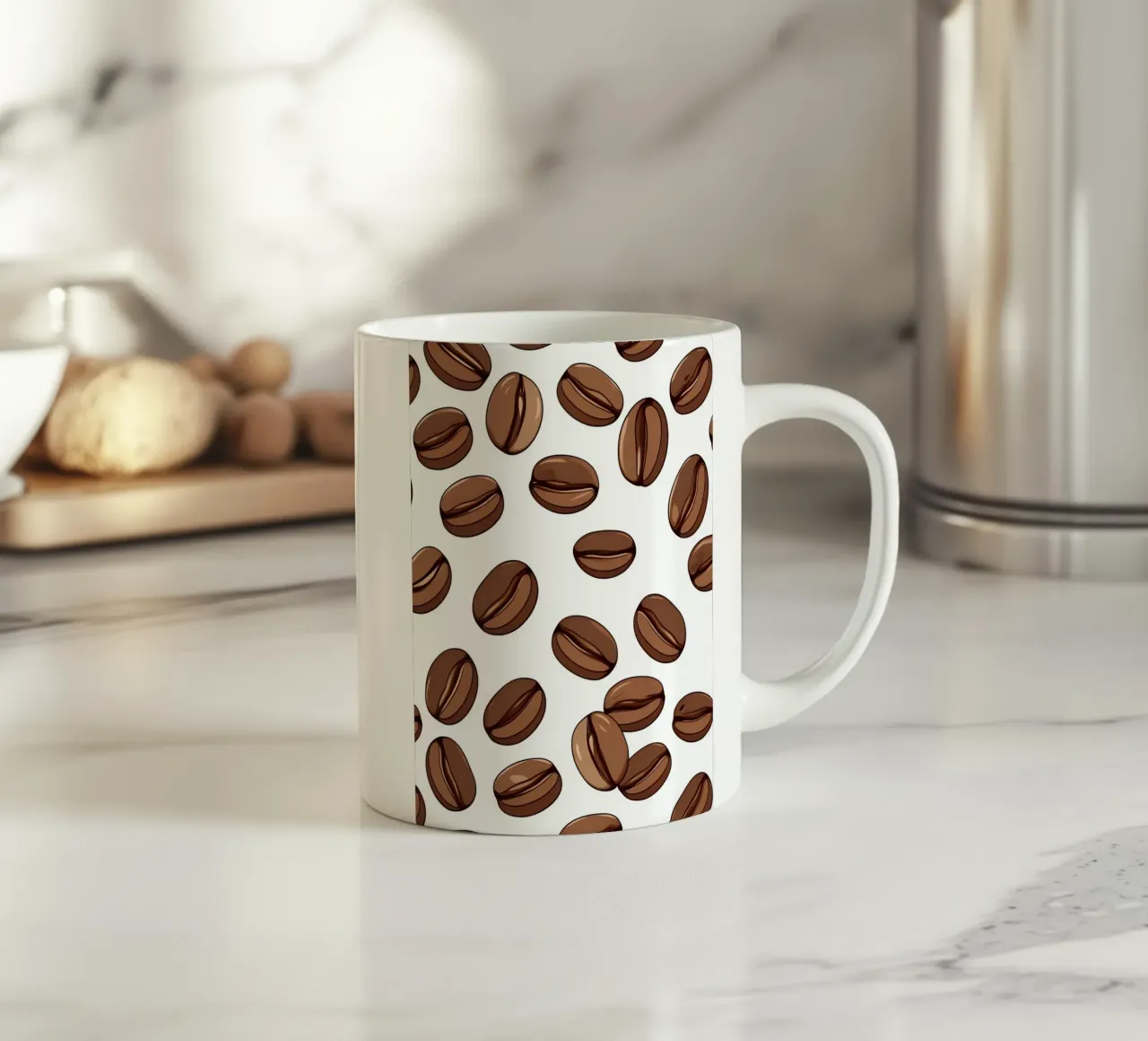 Coffee beans pattern ceramic mug by LIFESTYLE OBJECTS