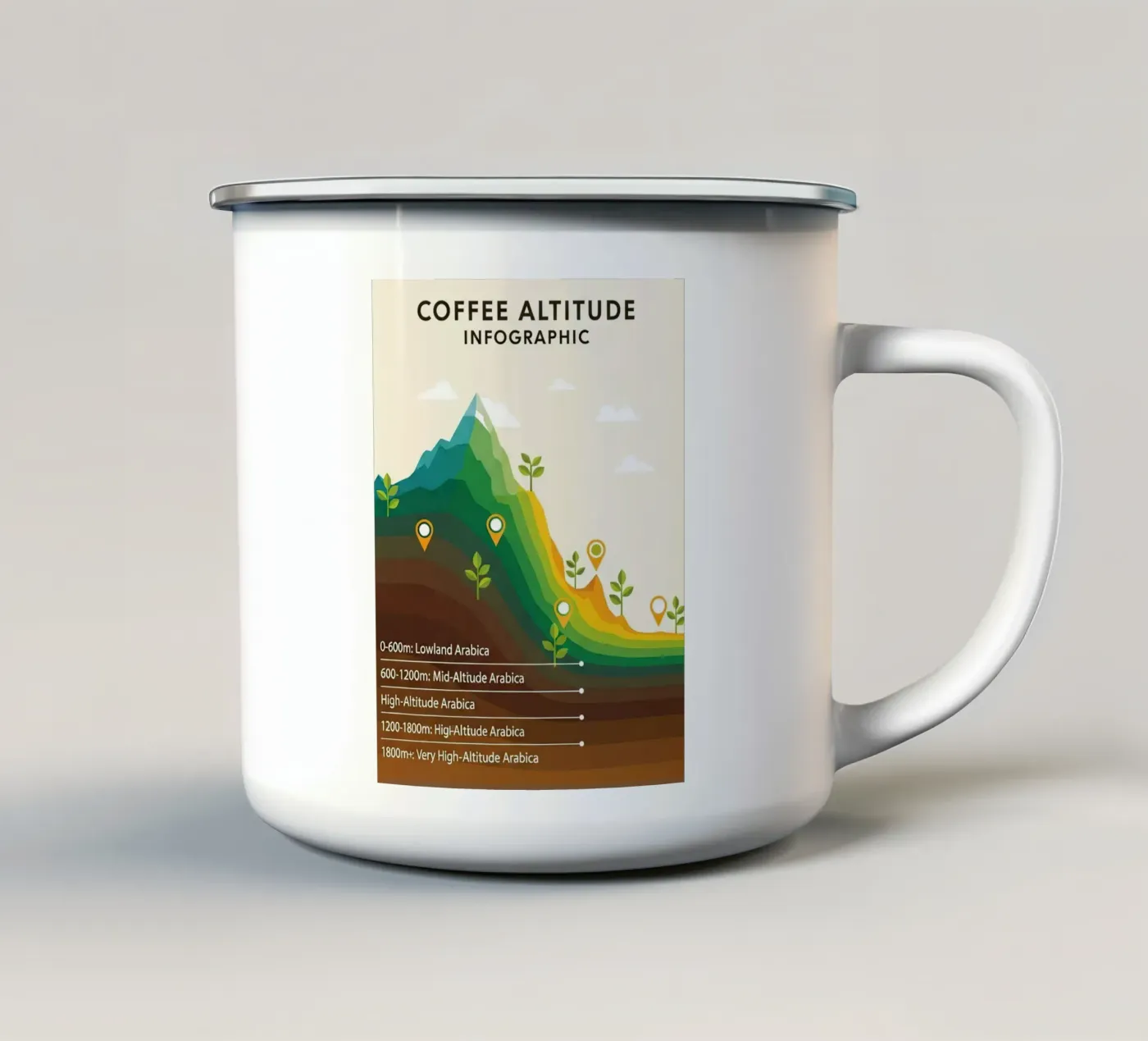 coffee altitude infographic enamel mug by LIFESTYLE OBJECTS