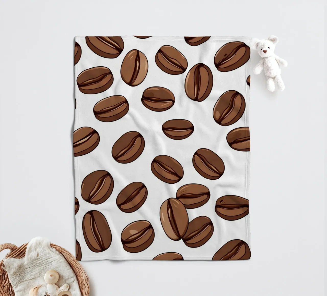 Coffee beans pattern fleece blanket by LIFESTYLE OBJECTS