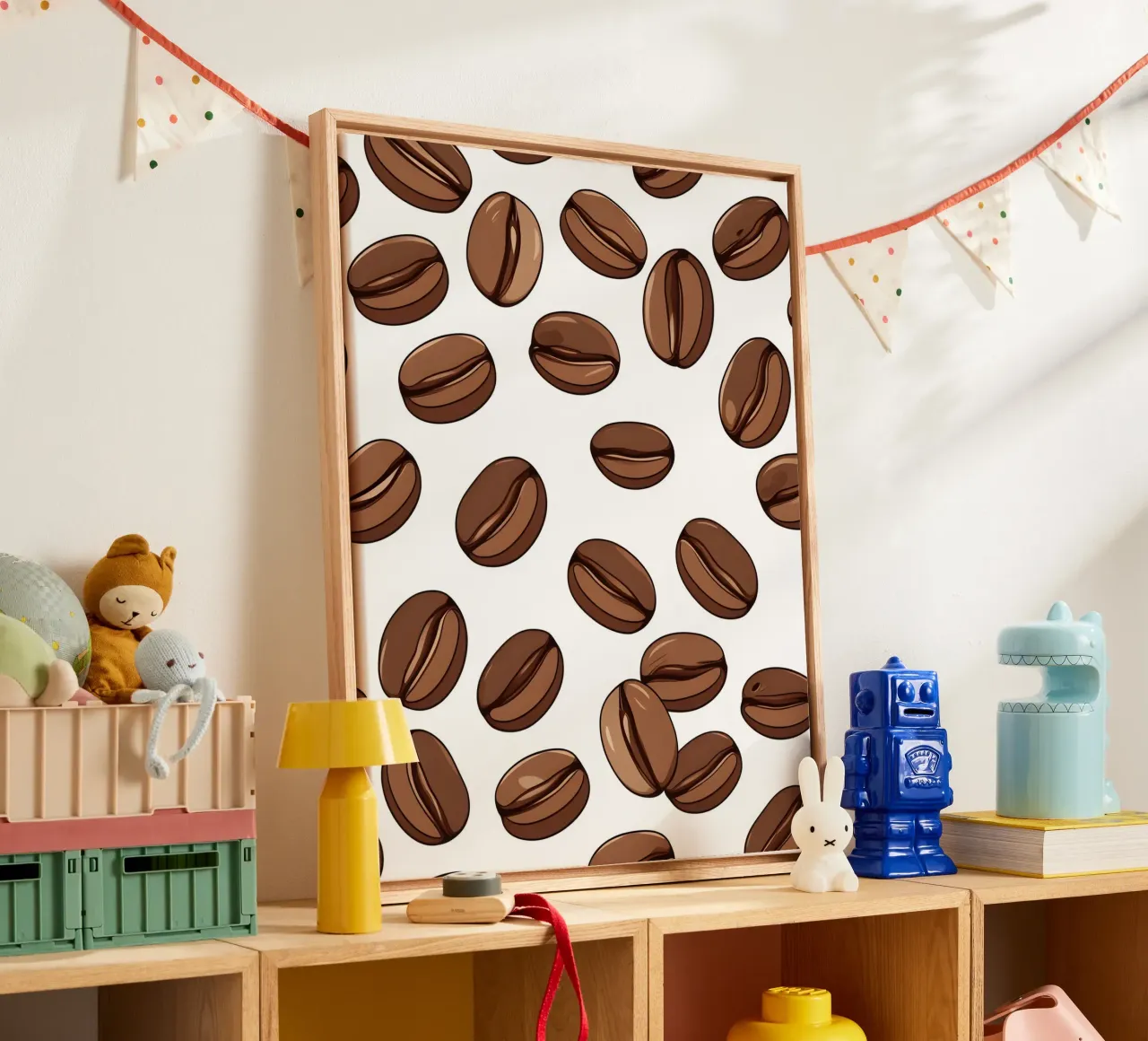 Coffee beans pattern canvas with Floater frame by LIFESTYLE OBJECTS