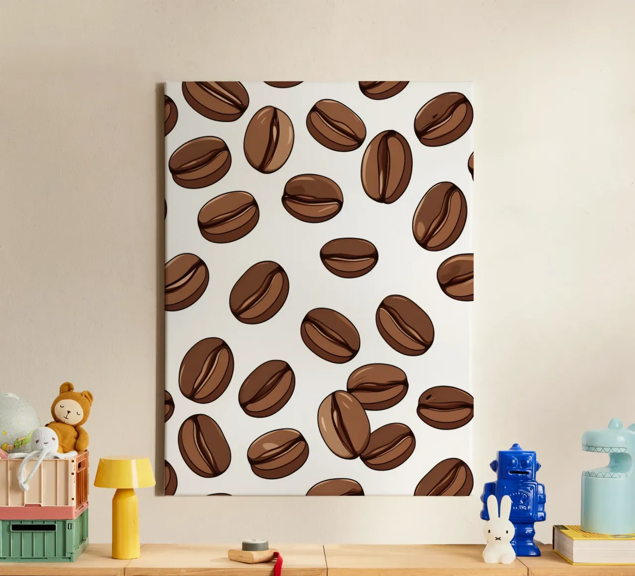 Coffee beans pattern canvas with Floater frame by LIFESTYLE OBJECTS