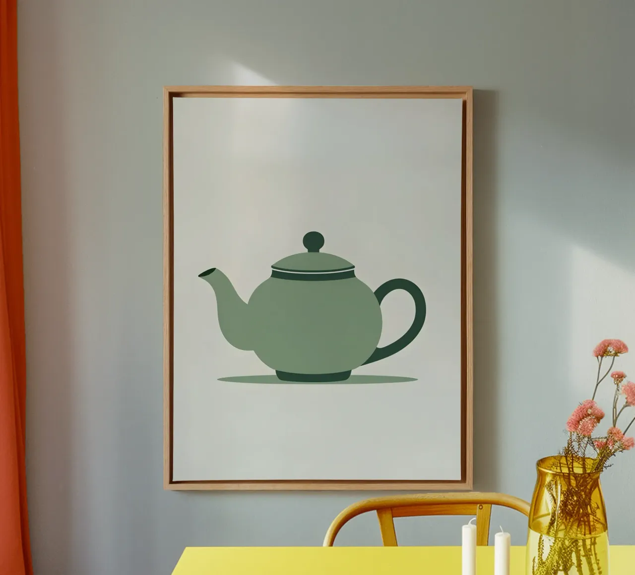 Theepot silhouet canvas met Baklijst van LIFESTYLE OBJECTS