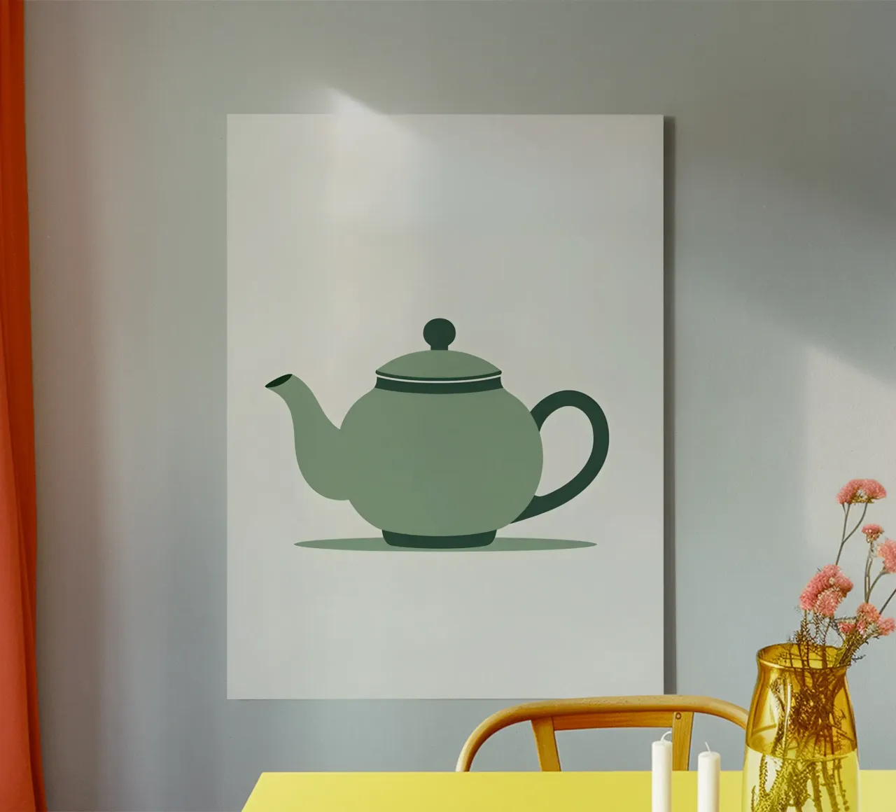 Theepot silhouet canvas met Baklijst van LIFESTYLE OBJECTS