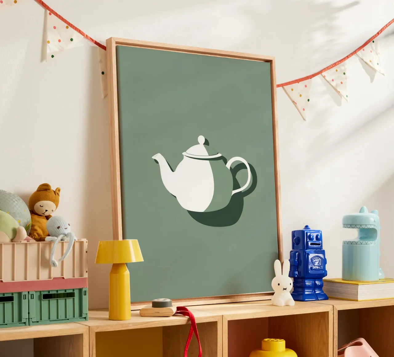 Theepot silhouet canvas met Baklijst van LIFESTYLE OBJECTS