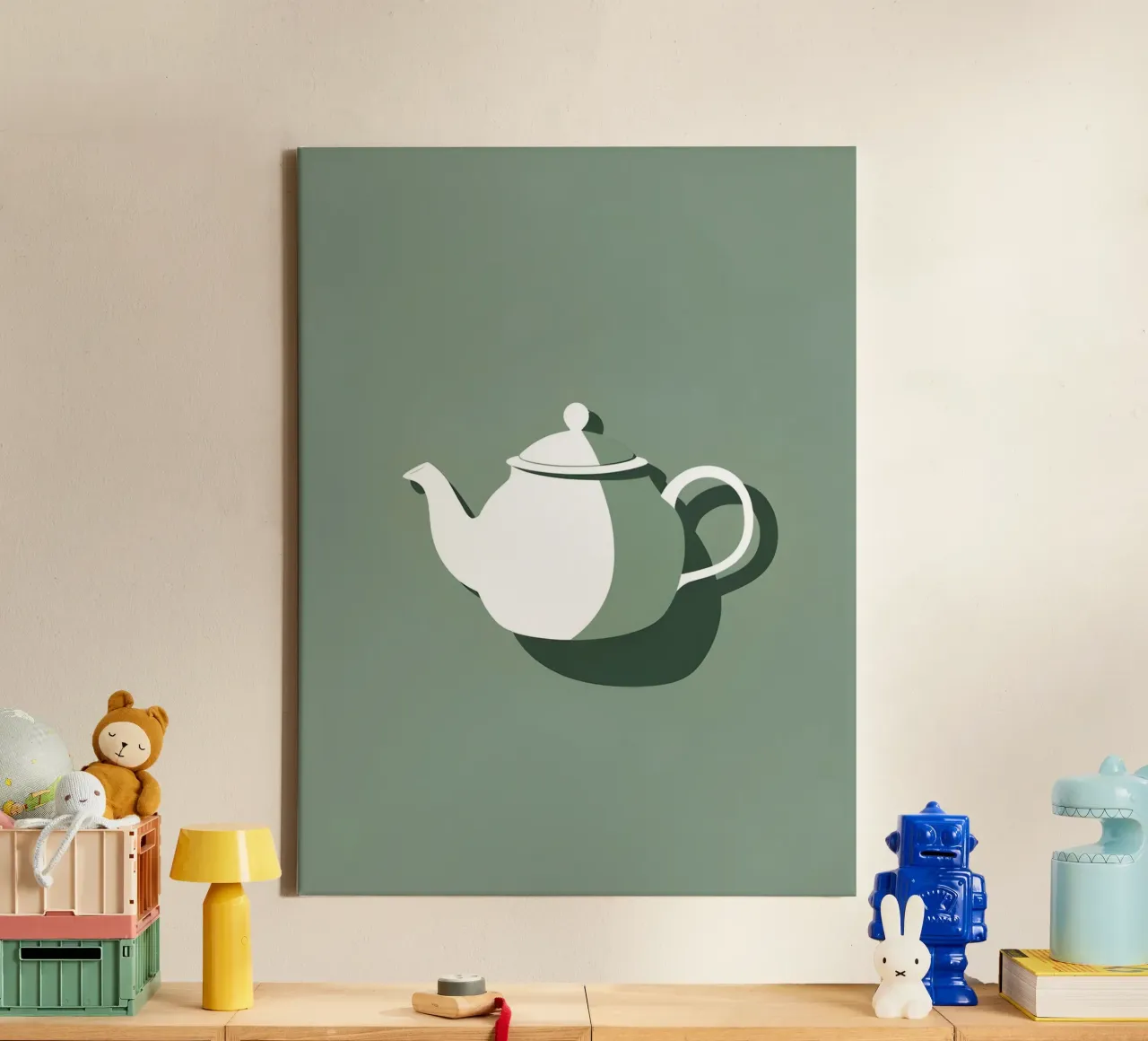 Theepot silhouet canvas met Baklijst van LIFESTYLE OBJECTS