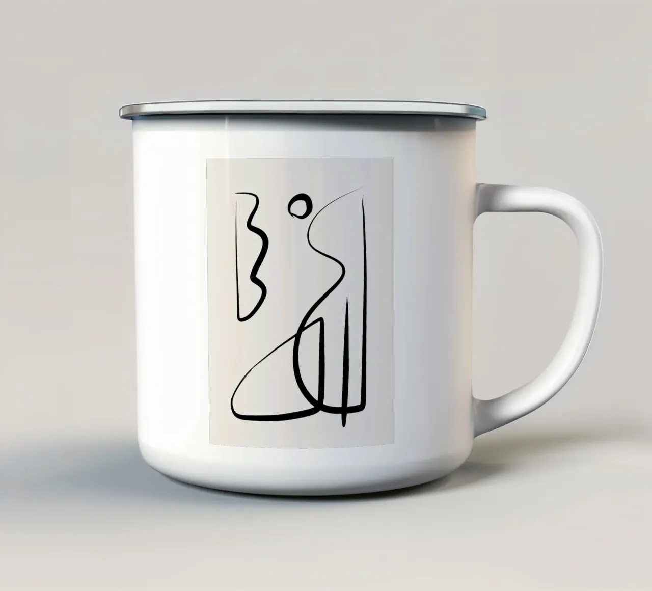 Linea d'inchiostro astratta 03 tazza in smalto da Little Dean