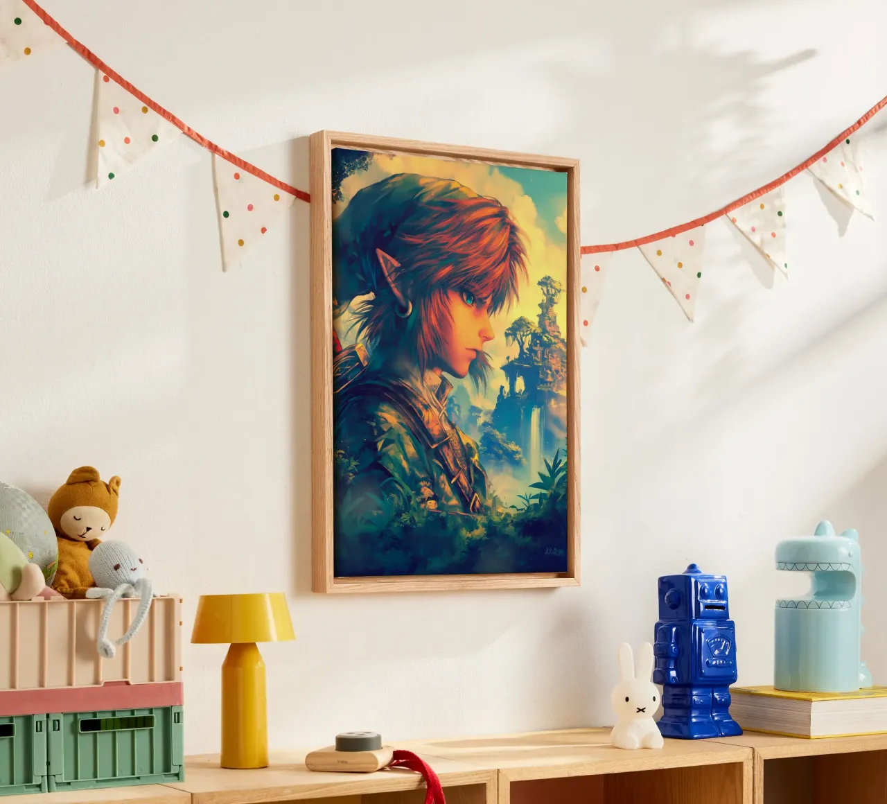 Link The Legend of Zelda Videospiel Leinwand mit Schattenfugenrahmen von Fleur de Lys