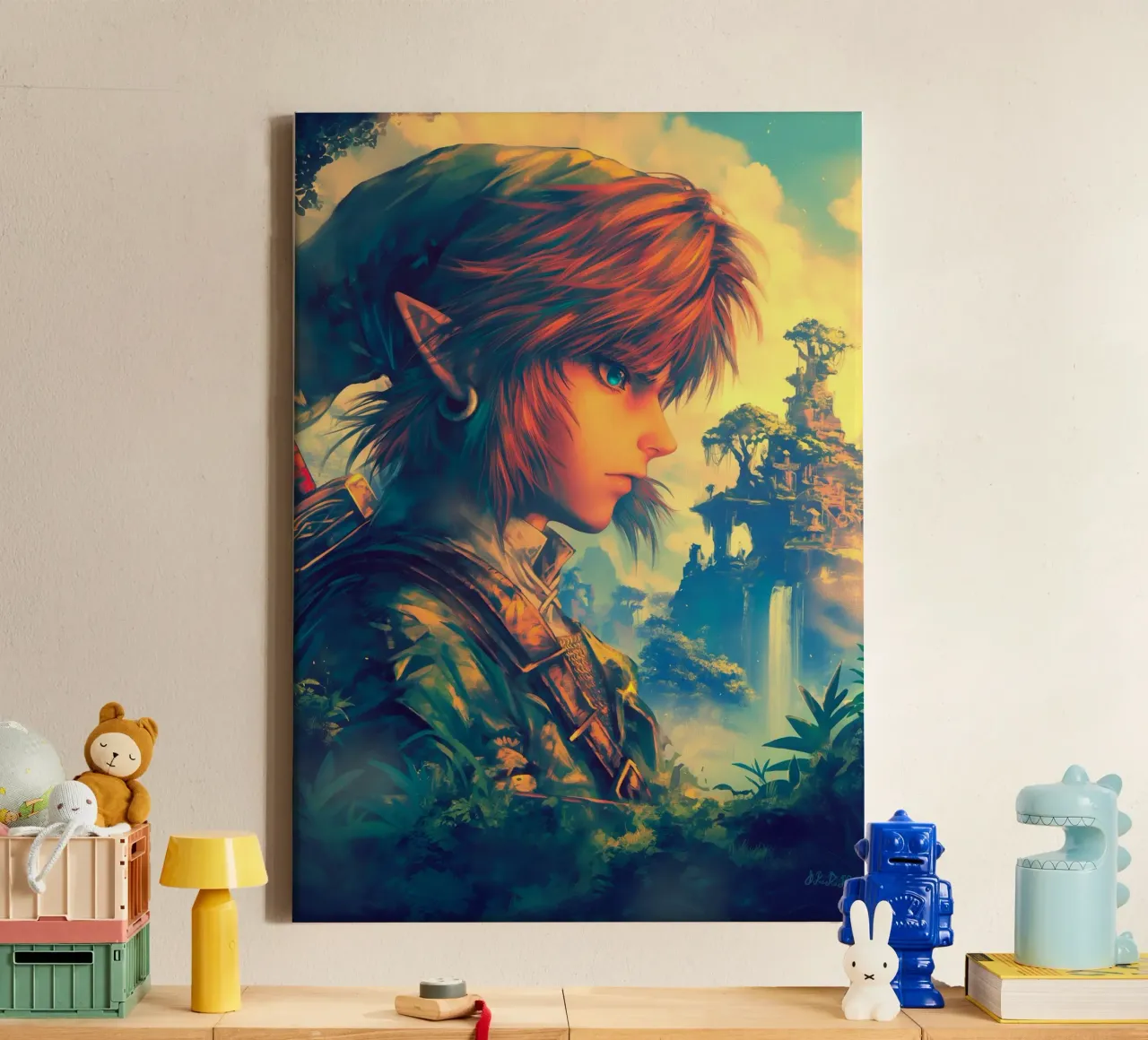 Link The Legend of Zelda Videospiel Leinwand mit Schattenfugenrahmen von Fleur de Lys
