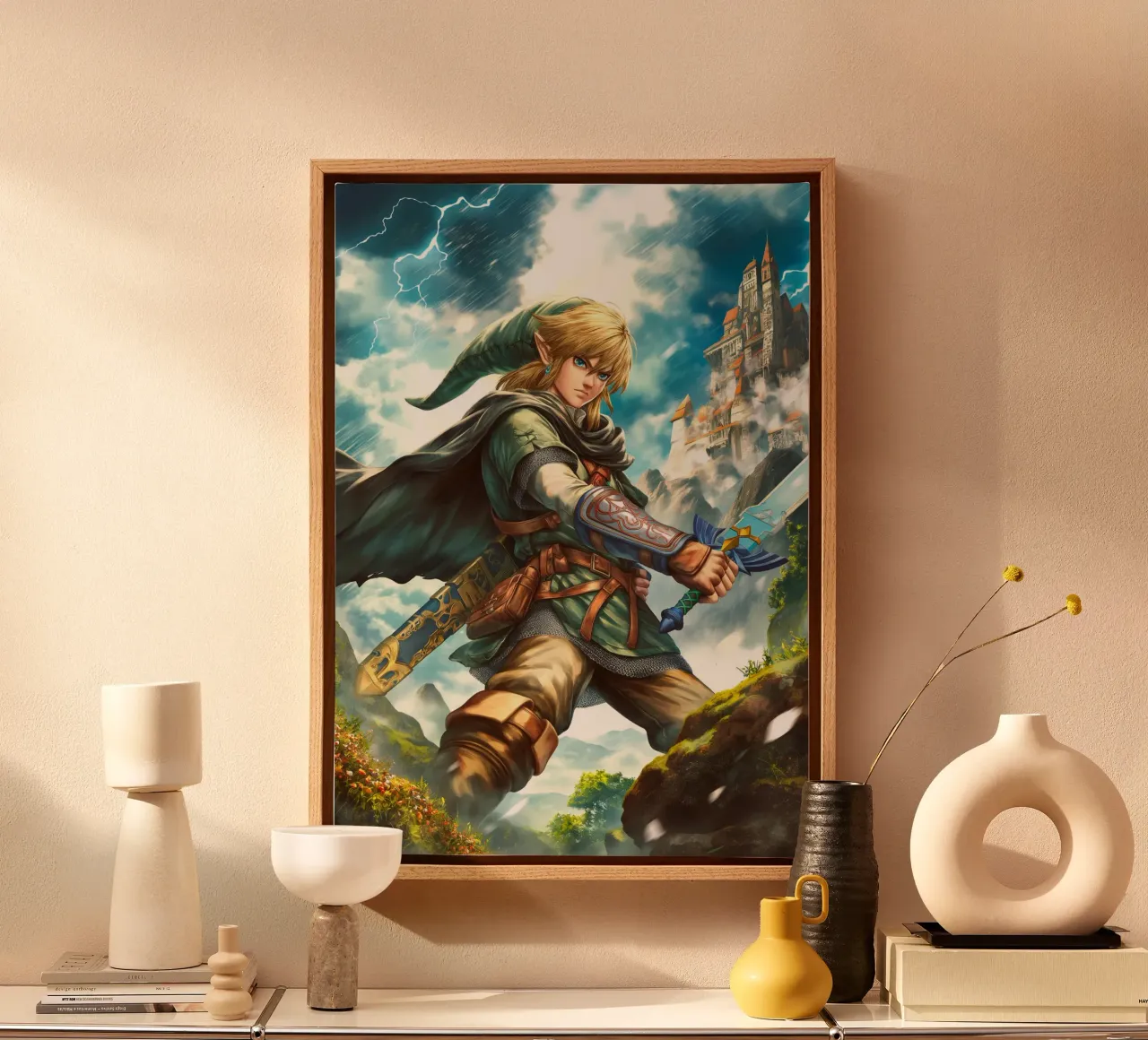 Link The Legend of Zelda Videospiel Leinwand mit Schattenfugenrahmen von Fleur de Lys