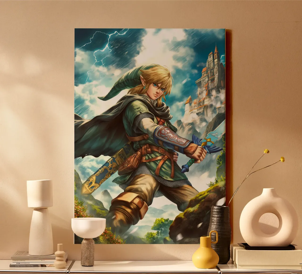 Link The Legend of Zelda Videospiel Leinwand mit Schattenfugenrahmen von Fleur de Lys