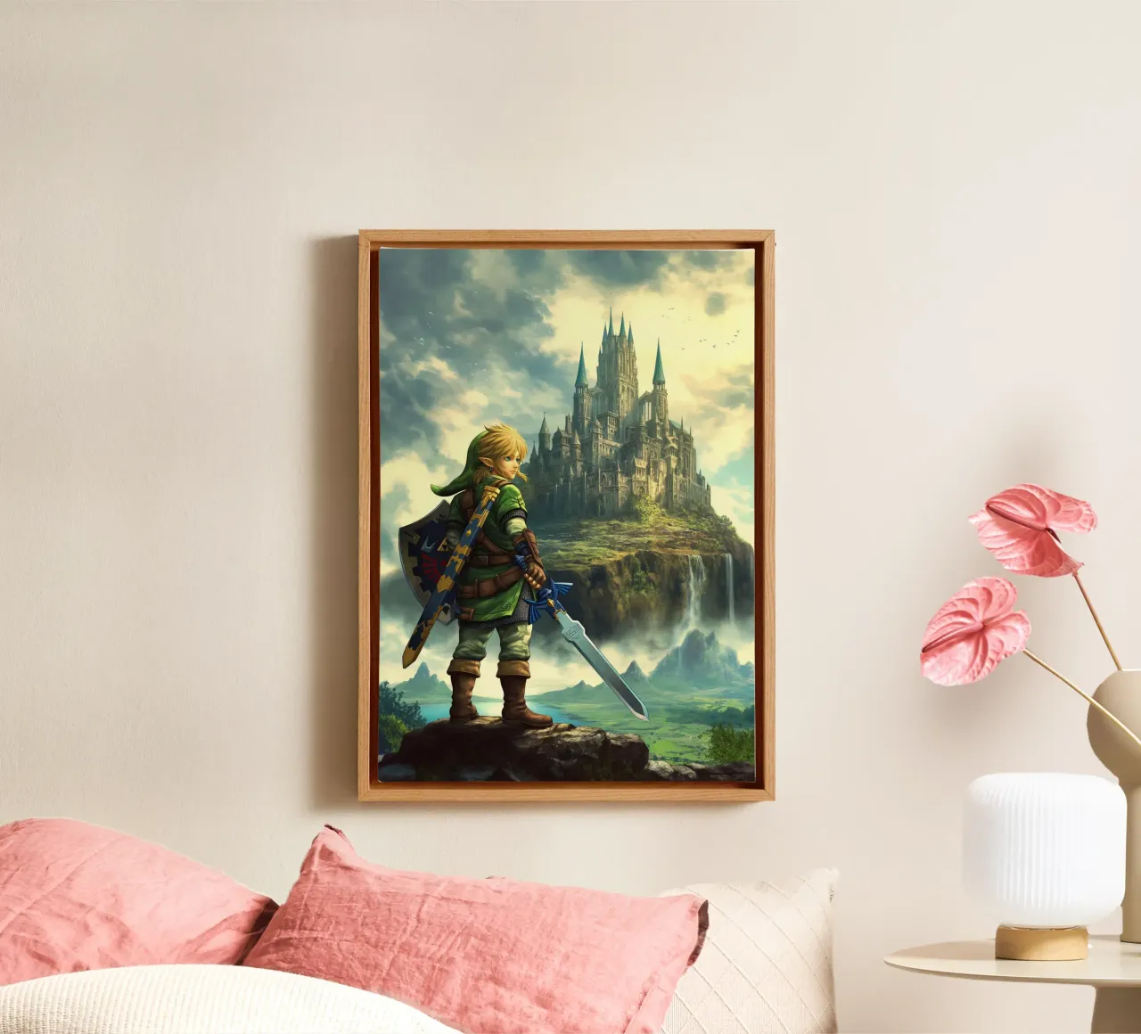 Link The Legend of Zelda Videospiel Leinwand mit Schattenfugenrahmen von Fleur de Lys