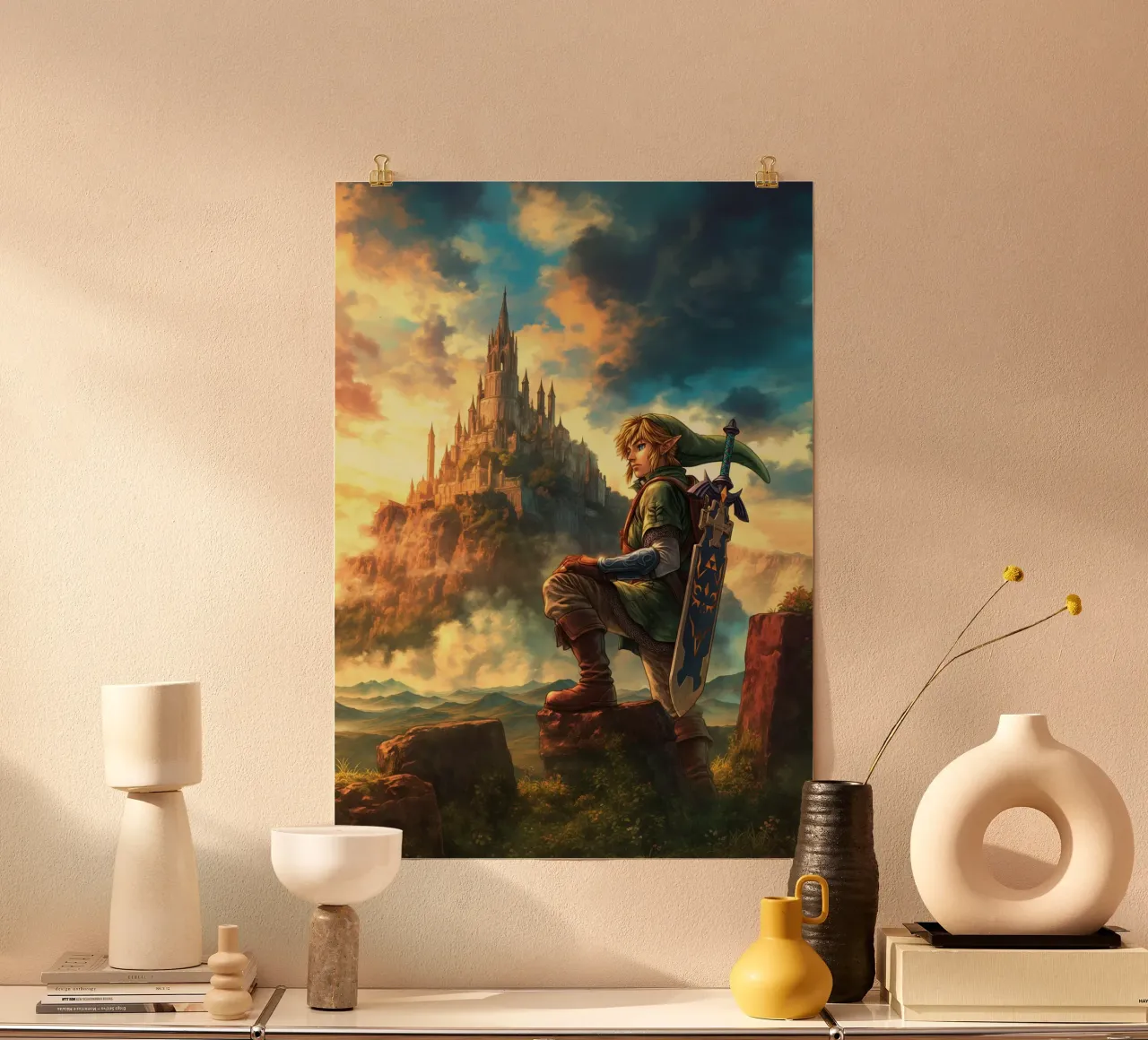 Link La leggenda di Zelda Videogioco poster con telaio in alluminio da Fleur de Lys