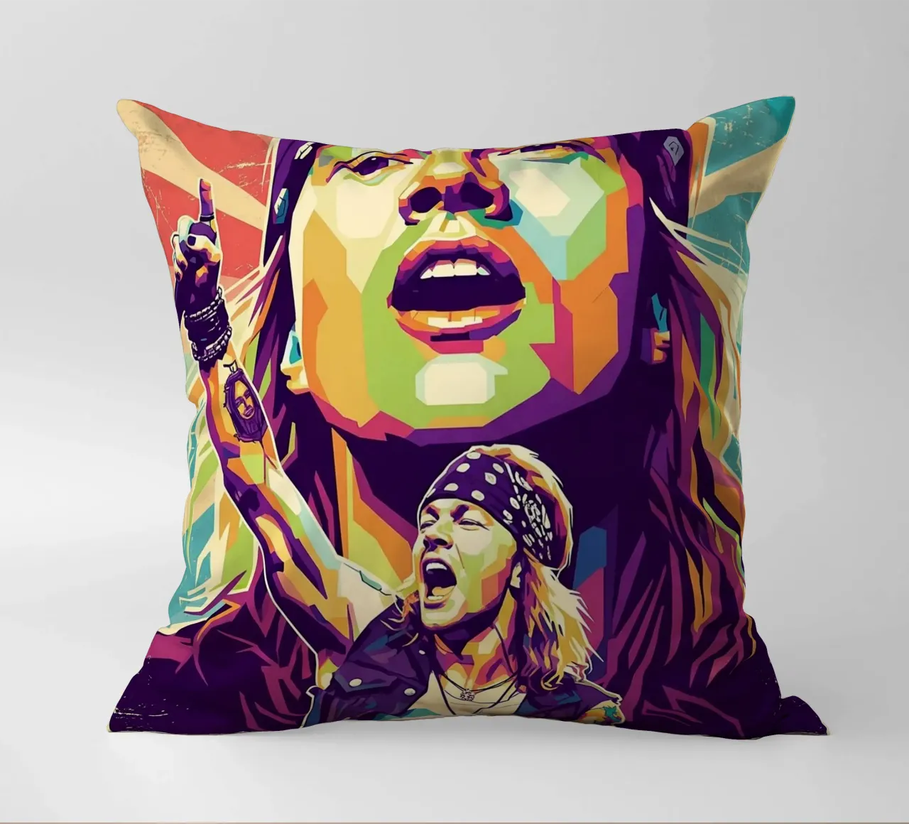 Ritratto pop art di Axl Rose cuscino da Hantamrata
