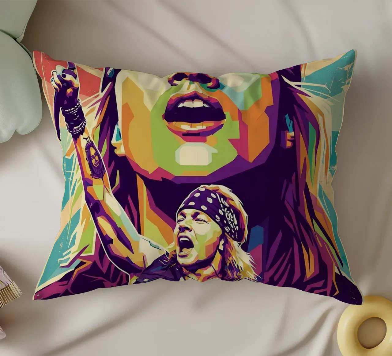 Ritratto pop art di Axl Rose cuscino da Hantamrata