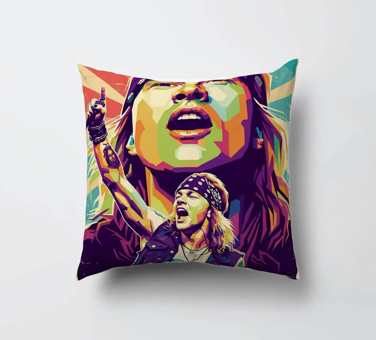 Ritratto pop art di Axl Rose cuscino da Hantamrata