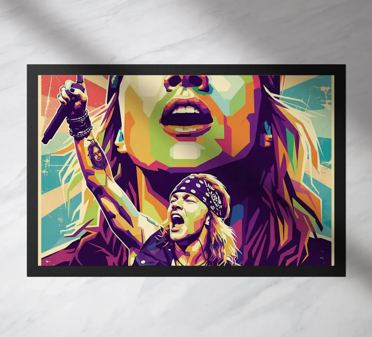 Ritratto pop art di Axl Rose zerbino da Hantamrata