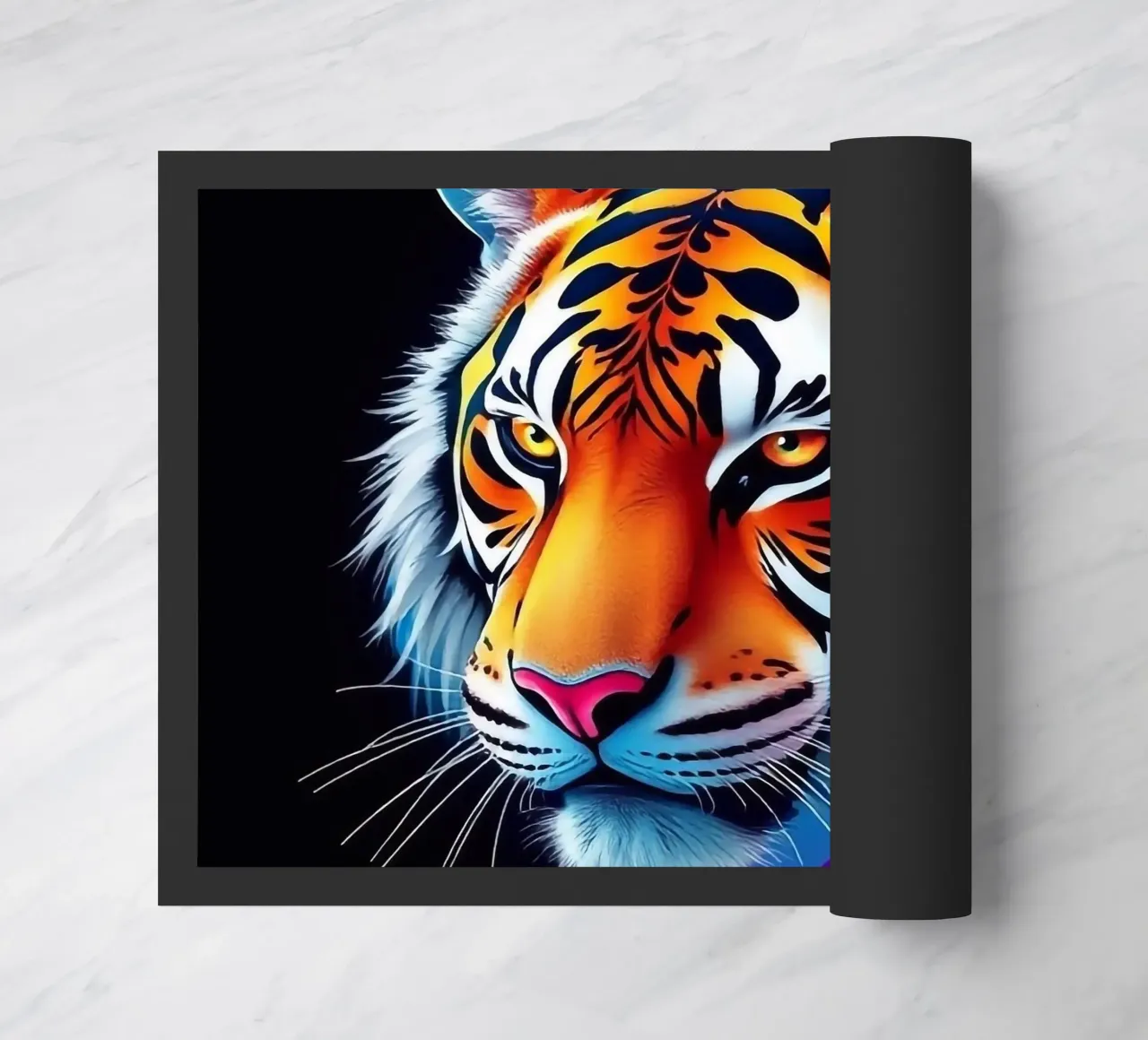 Tijger in abstract ontwerp deurmat van BenCoStyle