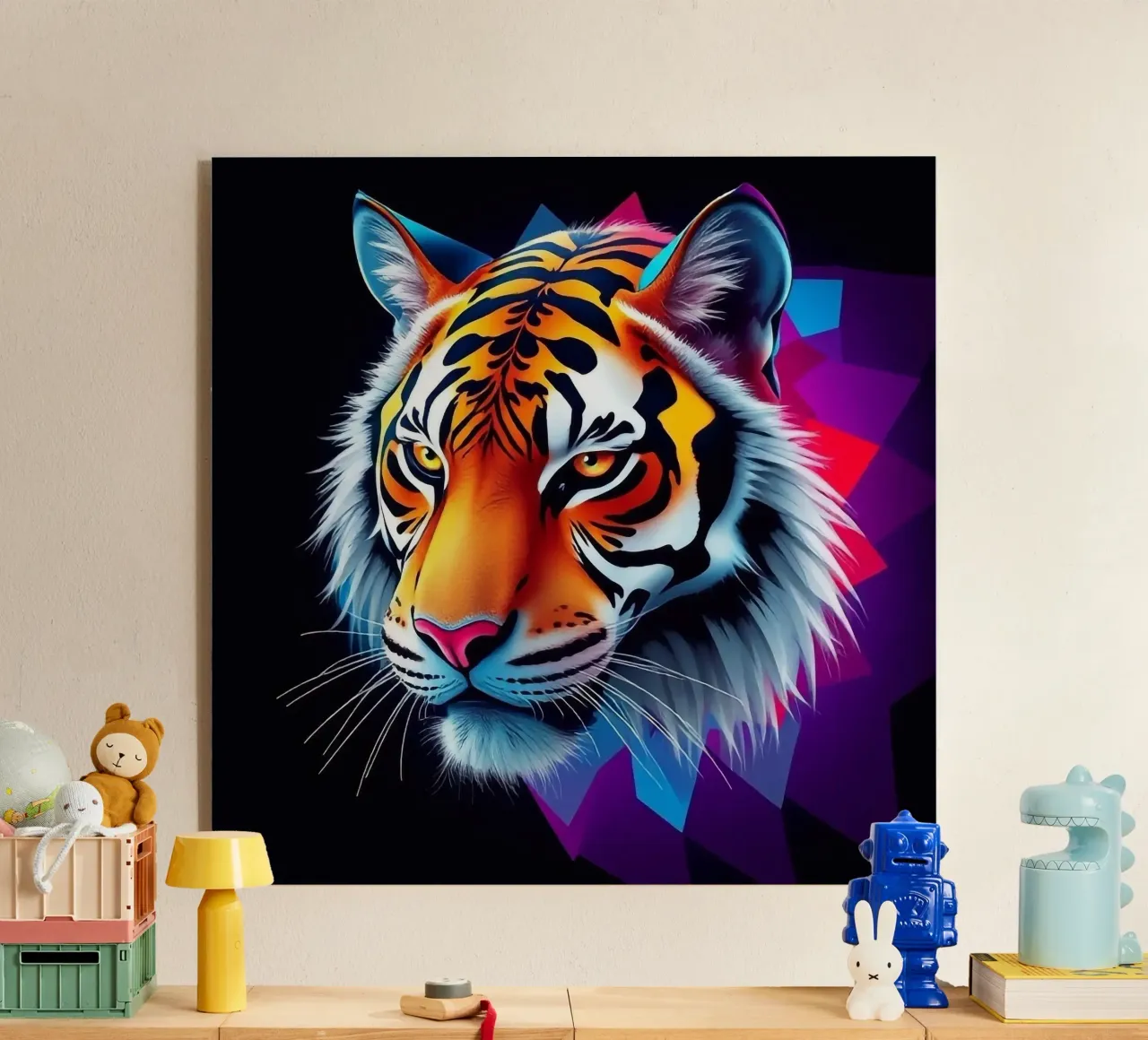 Tijger in abstract ontwerp acryl van BenCoStyle