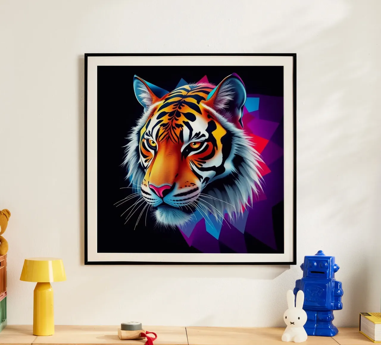 Tijger in abstract ontwerp poster van BenCoStyle