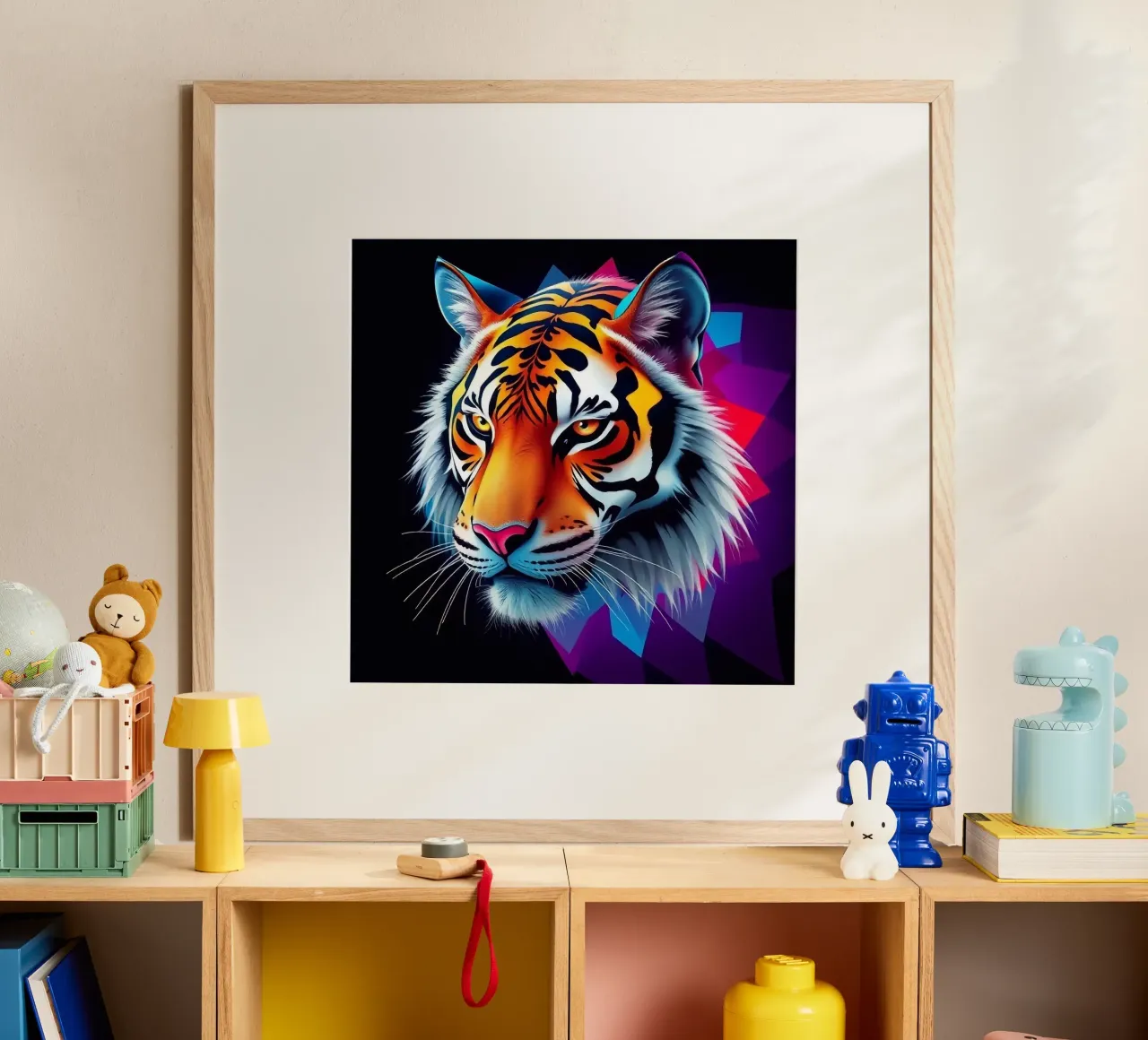 Tijger in abstract ontwerp poster van BenCoStyle