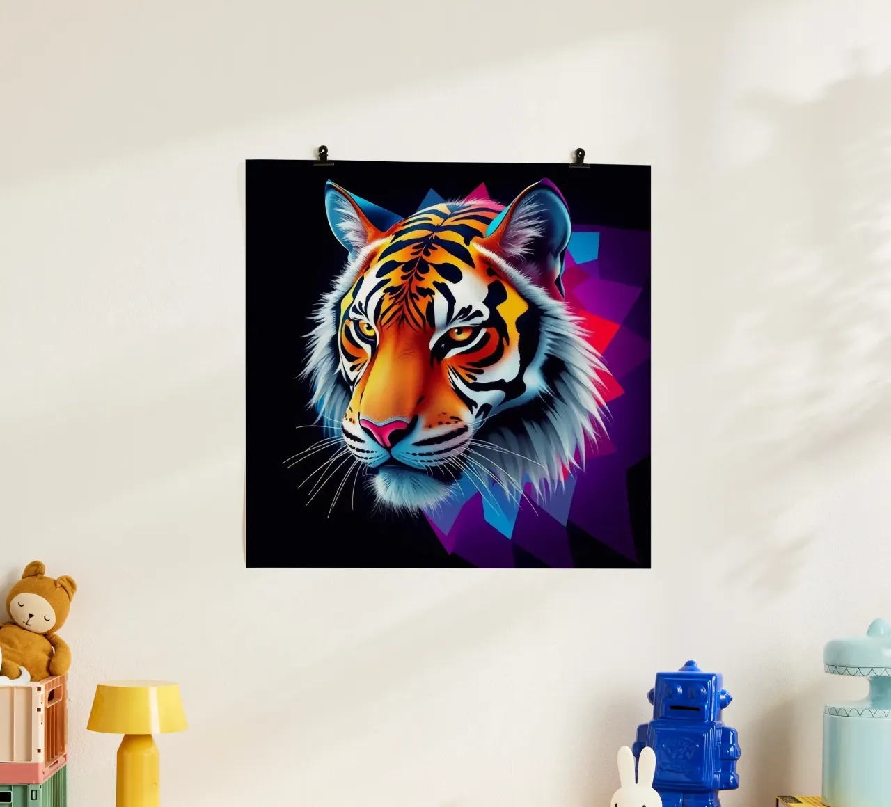 Tijger in abstract ontwerp poster van BenCoStyle