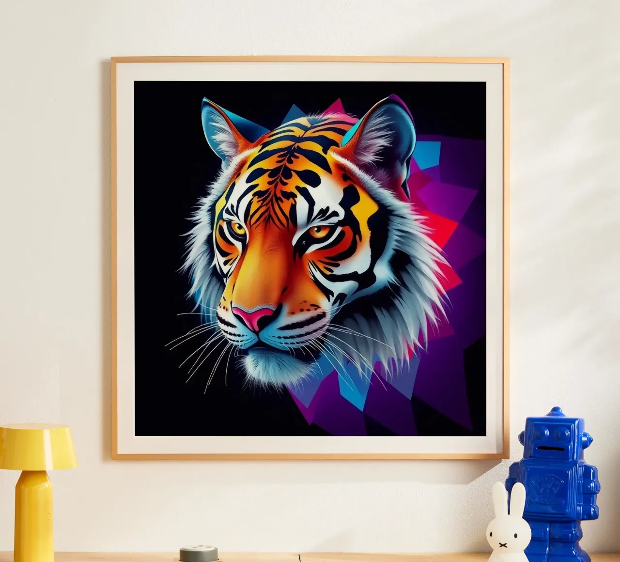 Tijger in abstract ontwerp poster van BenCoStyle