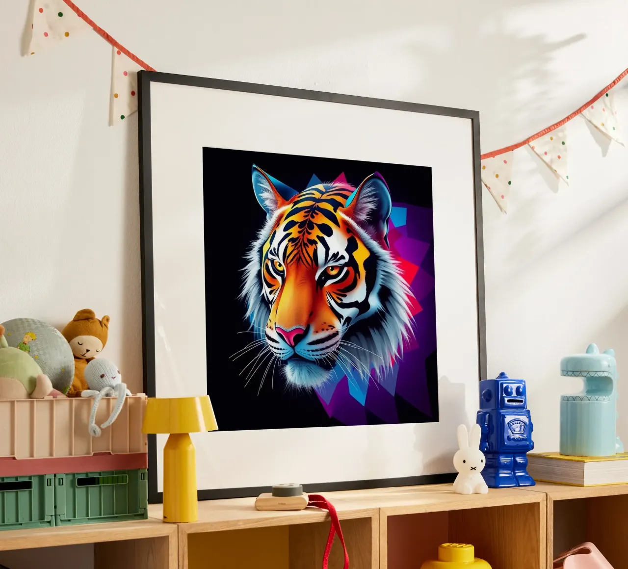 Tijger in abstract ontwerp poster van BenCoStyle