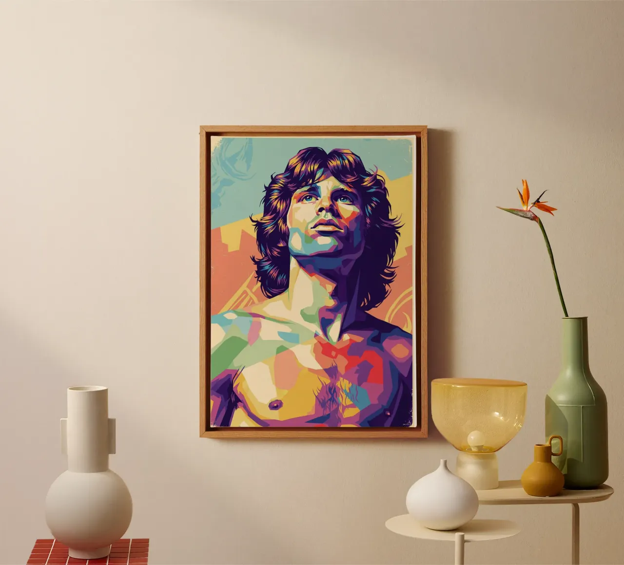Jim Morrison WPAP kunststijl canvas met Baklijst van Hantamrata
