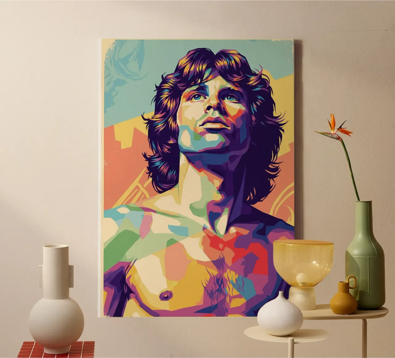 Jim Morrison WPAP kunststijl canvas met Baklijst van Hantamrata