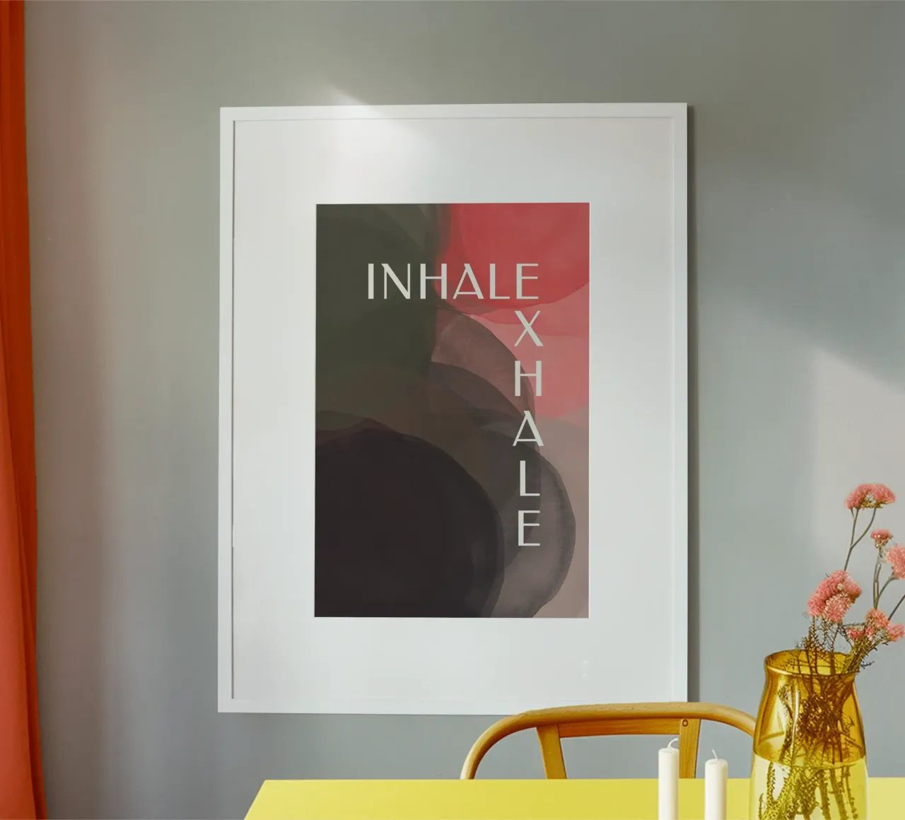 INHALE EXHALE - Abstract Paint Circle Brushes Calm poster con telaio in alluminio da pierosvisuals
