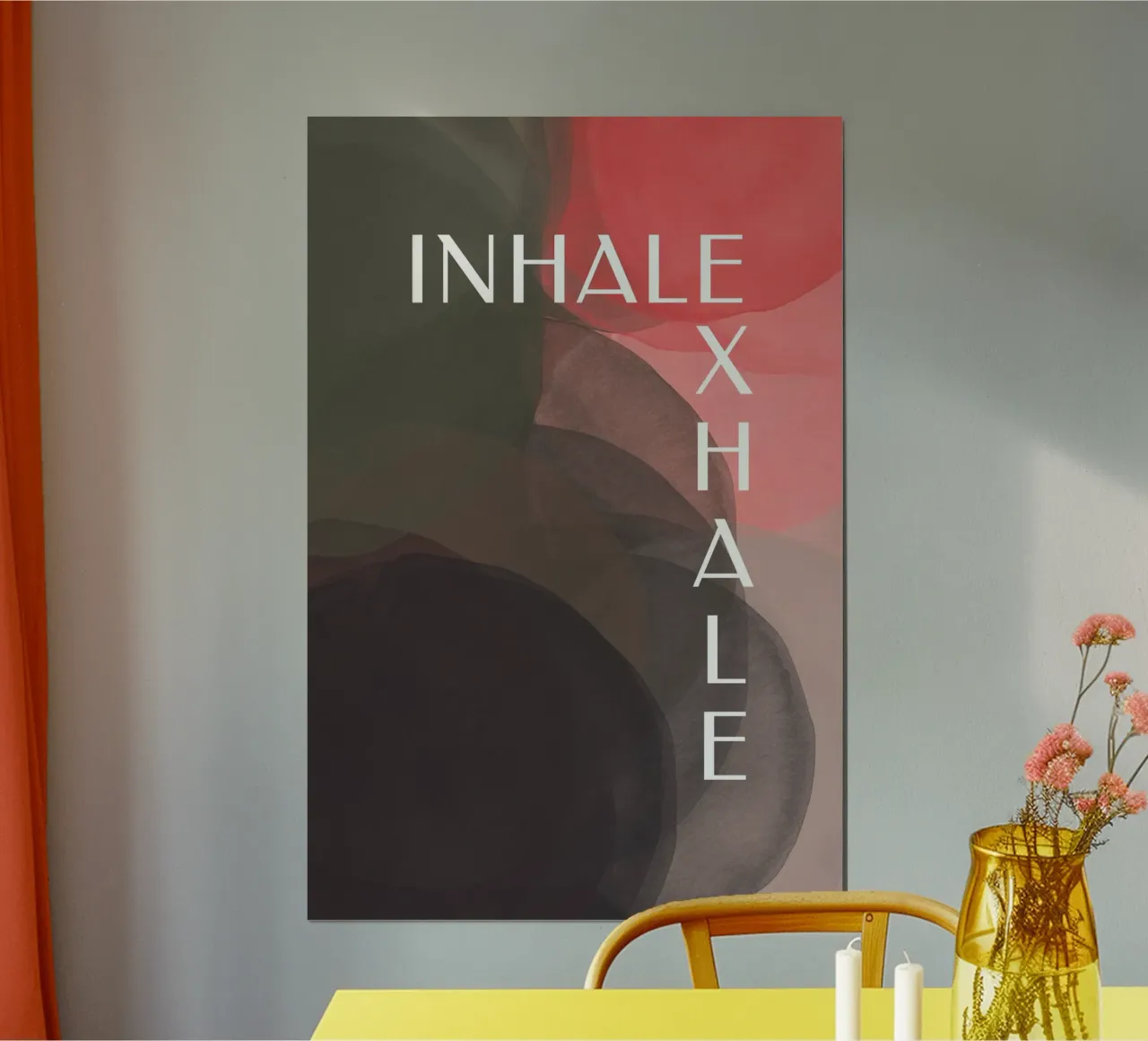 INHALE EXHALE - Abstract Paint Circle Brushes Calm poster con telaio in alluminio da pierosvisuals
