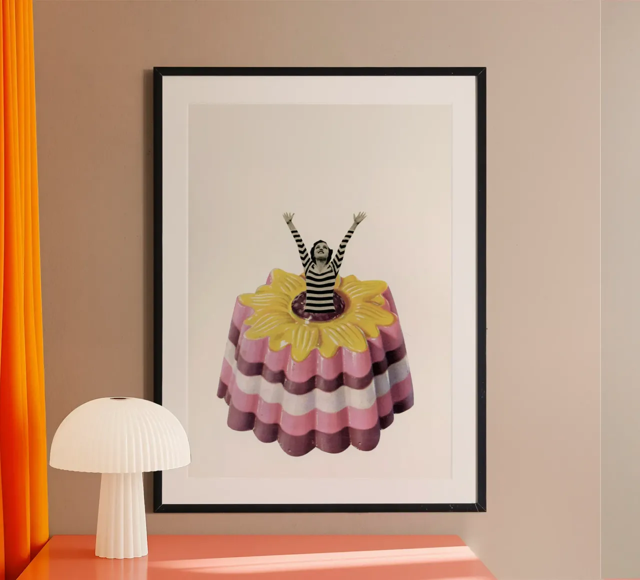Sorpresa biancomangiare poster con telaio in plastica da Cassia Beck Collage