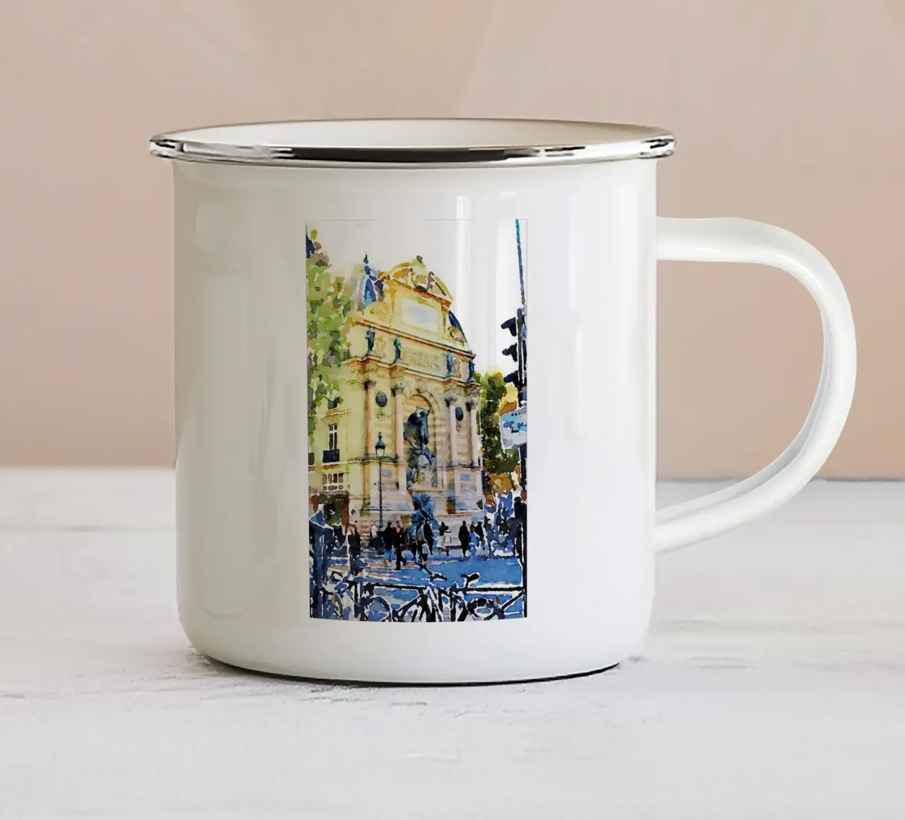 A Parigi tazza in smalto da Massimo Frascogna