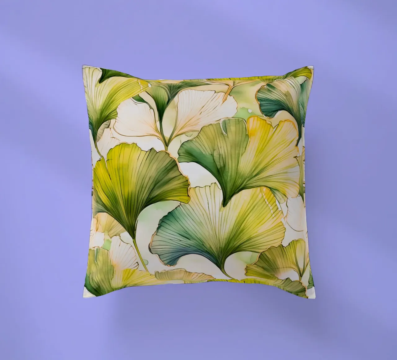 Gingko biloba giallo e verde cuscino da Justyna Jaszke JBJart